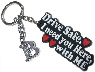 Meeko.com B letter with Drive Safe Rubber key chain 01 Key Chain