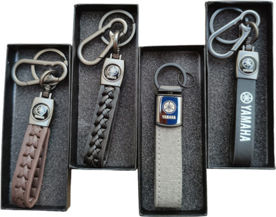 JNV Multicolour Leather Keychain Compatible With YAMAHA Bikes | Scooty (Pack Of 4) Key Chain