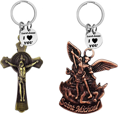 The Men Gift Jesus cross & Saint Michael Archangel Keychains ShivkeyCom663-647 Key Chain