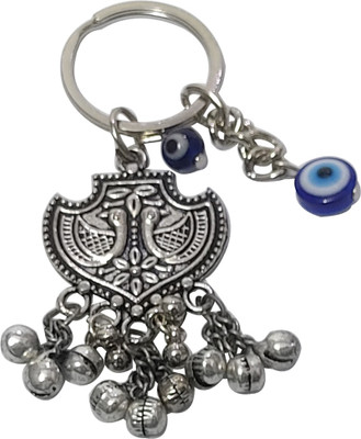 heeva creation Oxidised Beads With Evil Eye KeyChain..(Colour-Multi).1 Piece. Key Chain