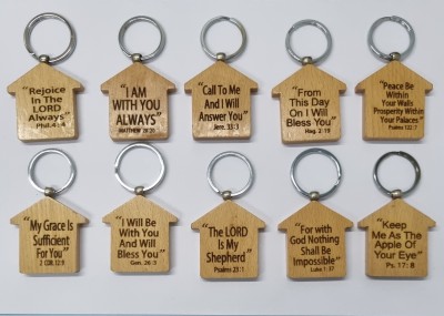 BLESSINGS Set Of 10 Wooden Christianity G Key Chain