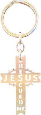 MOREL Lord Jesus Cross With Text RESCUED ME KEYCHAIN Key Chain