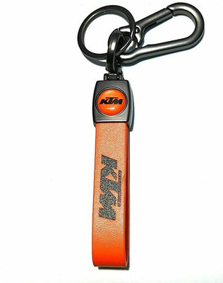 GSV Orange KTM Keychain With Stainless Steel & Leather Strap Braided _J1241 Key Chain
