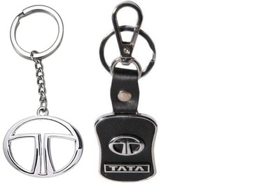 MAG BEE Styling Car Keyring Compatible with Tata Leather & Metal Combo Pack of 2 Car Key Chain