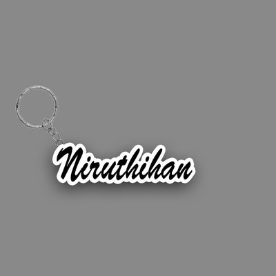 SY Gifts SYG Niruthihan Name Keychain White And Black Key Chain