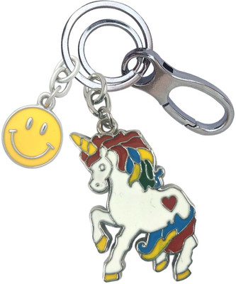 SHOKY LOOKS Perfect Quality Unicorn With Yellow Smiley Locking Lock Key Chain