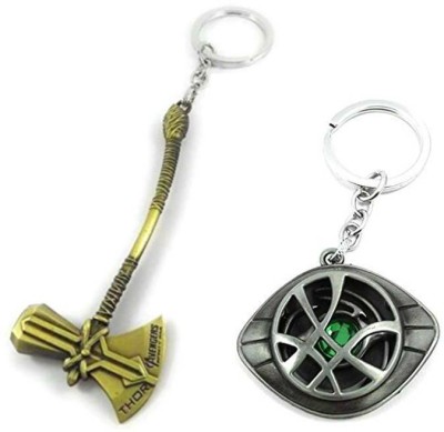 ZYZTA Metal Golden Thor Axe & Silver Doctor strange Eye marvel key chains Pack of 2 Key Chain