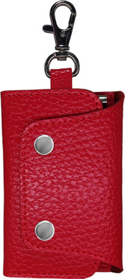 MANDAVA PU Leather Unisex Small Key Pouch Key Case With Belt Hook Cum Card Holder Key Chain