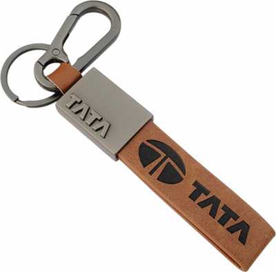 ADOREAL Tata Keychain And Keyring Brown Leather Strap With Metal Carabiner Key Chain