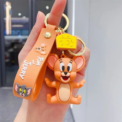PRIMEFAIR 3D Tom & Jerry Grey Double Sided Rubber Keychain Key Chain Use, Car,Bike Key Key Chain