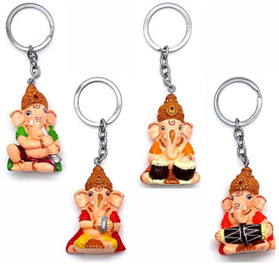 BLESSINGS Set of 4 Ganesha Music Keychain Key Chain
