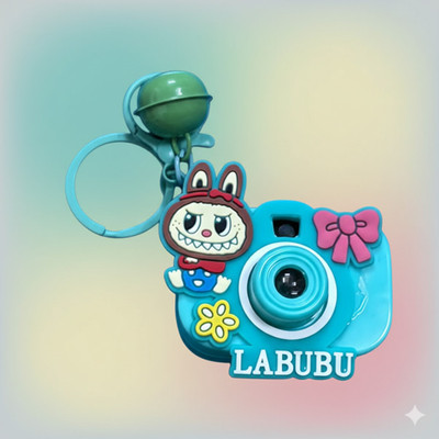 BEBOTA LABUBU SEA GREEN PROJECTOR CAMERA TOY KEYCHAIN ,LIGHT PROJECTION ,PACK OF 1 Key Chain