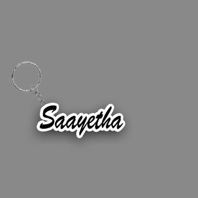 SY Gifts SYG Saayetha Name Keychain White And Black Key Chain