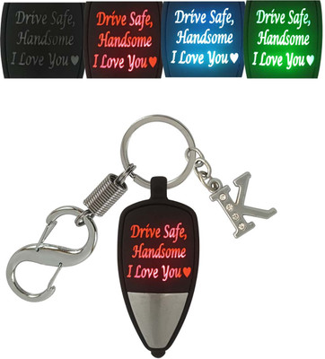 SHOKY LOOKS Drive Safe Handsome I Love You LED Light With K Letter Locking Lock Key Chain