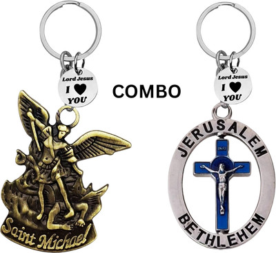 M Men Style Double-Sided Saint Michael Keychain – Jesus Christ Key Ring Medal Com648-672 Key Chain