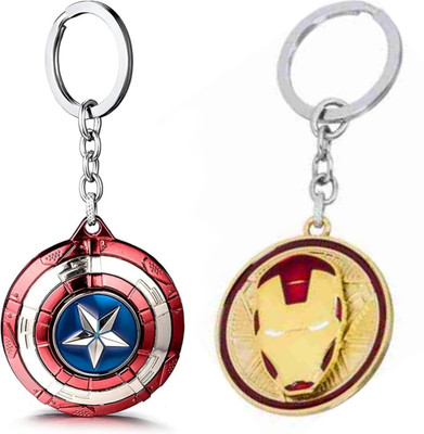 gtrp keychain-Combo of Captain America Spining & Ironman Face Rotating keychain Key Chain