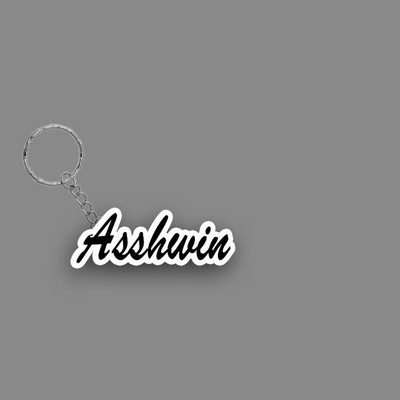 SY Gifts SYG Asshwin Name Keychain White And Black Key Chain