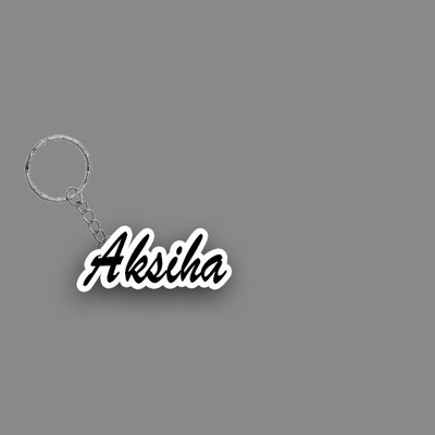 SY Gifts SYG Aksiha Name Keychain White And Black Key Chain