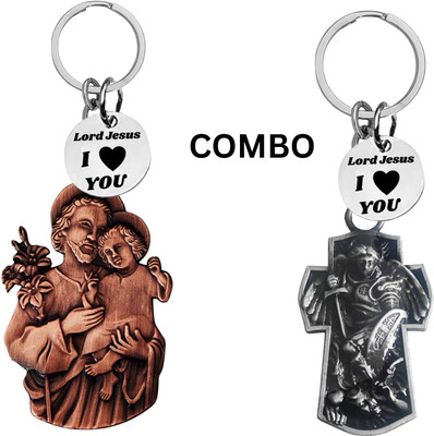 The Men Gift Lord Jesus Keychain Combo– Sacred Heart Religious Keyring Set ShivkeyCom635-652 Key Chain
