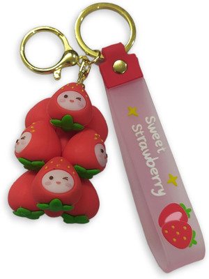 Yeahmom Trendy Silicone 3D Bunch Keychain Backpack Cute Famous Characters Sweet Berry Key Chain