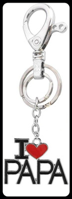 Meeko.com I Love PAPA | Fathers Day Gift Heart Metal Keyring (Black/Red) Premium Key Chain