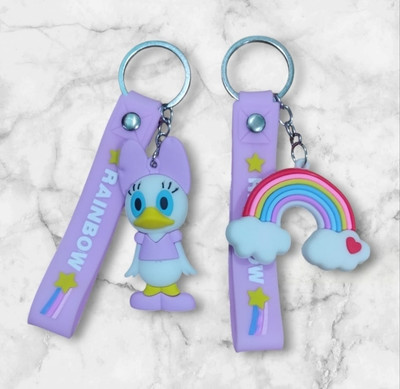 NUT E MONKEY Combo of cute rainbow & cute duck sillicon key chain for cute couple (pack of 2) Key Chain