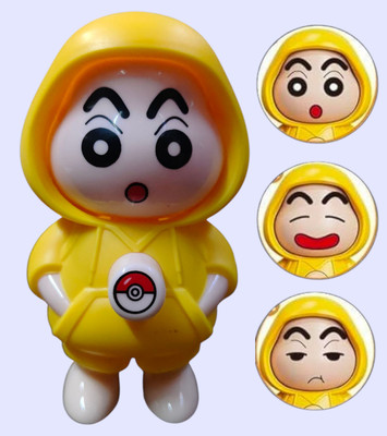AirSoft Funny Shinchan Yellow Hoodie Cartoon Toy Desk Gift Cute Expression Change Figure Key Chain