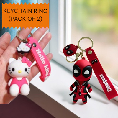 CoverLelo Hello Kitty & Deadpool Cute Silicone 3D Key Chain with Metal Hook Key Chain