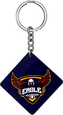 AFH Power and Freedom Sign Eagle Wooden Square Keychain for Men and Women Key Chain