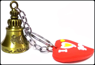 Meeko.com Red Heart with Lucky Guardian bell for bike and scotter-KC Key Chain