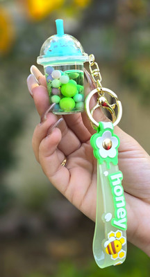 OFM Unique Water Bottle Designed -Floating Bunny Bliss With Buckle & Ring Key Chain