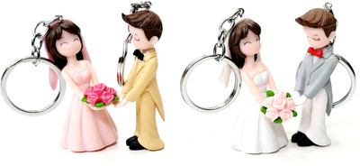 ADOREAL Wedding Couple Keychain Set Bride Groom With Bouquet 1 Pair For Valentines Day Key Chain
