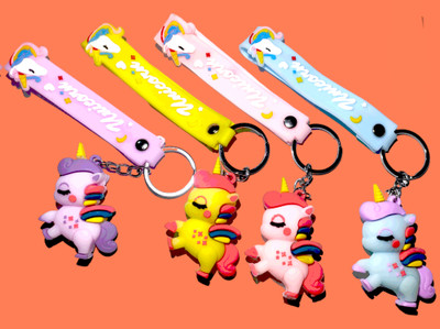 SHIVRAJ Pack of 4 unicorn cartoon key chain Key Chain