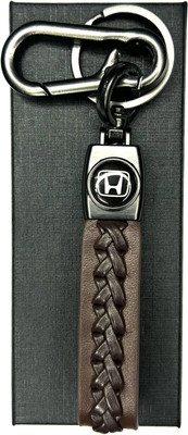 FLAMBE honda car Brown Cross Design Belt Keychain Key Chain