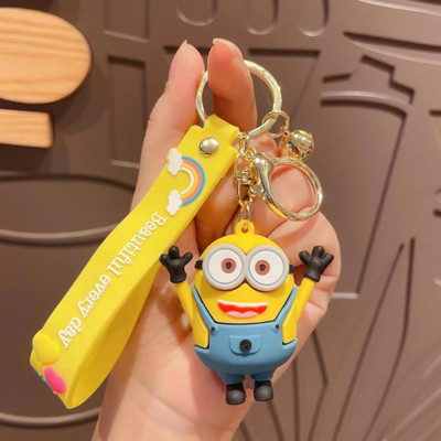 Mubco Cute 3D Minion Bob Keychain PVC | Strap Charm & Hook | Key Ring Bike Car Gift Key Chain