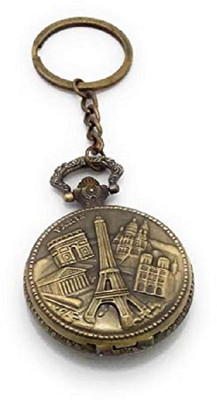 Augen Pocket Watch Paris Eiffel Tower Retro Vintage Key Ring Anti-Rust (1 Piece) Metal Key Chain