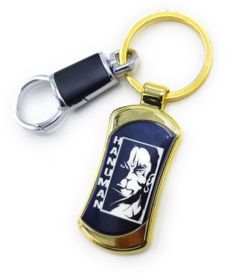 Jdp Novelty Premium Quality Metal Keychain of Lord Hanuman Black Gold Colour Key Chain