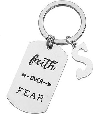 Artisans Crafted Faith Over Fear Keychain with Initial S Key Chain