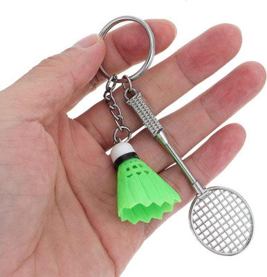 WHITE POPCORN Mini Badminton Racket with Shuttlecock 3D Keychain Key Chain