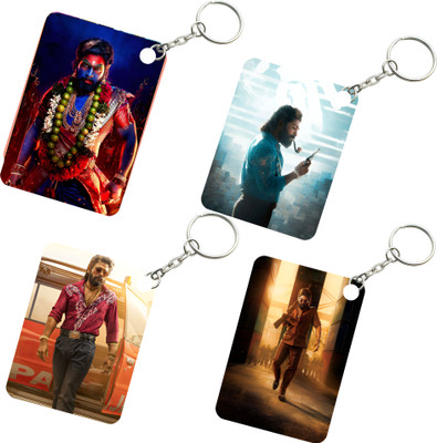 DFLEXPRINTS allu arjun pushpa Premium keychain 4pcs for car key and bike key Key Chain