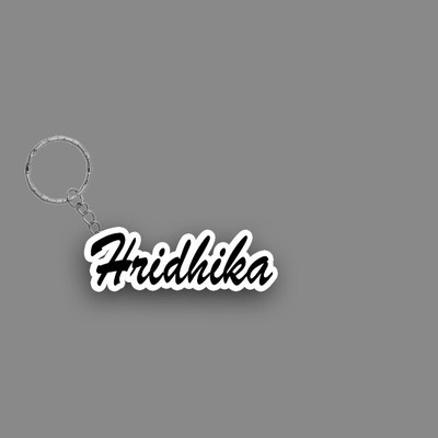 SY Gifts SYG Hridhika Name Keychain White And Black Key Chain