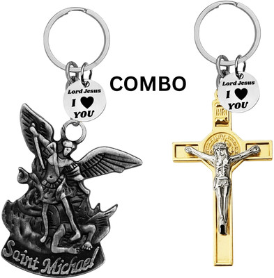M Men Style Double-Sided Saint Michael Keychain – Jesus Christ Key Ring Medal Com649-673 Key Chain