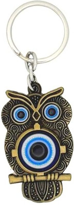 Keycharm Stylish Owl Shaped Evil Eye Keyring | for Car, Bike & Backpack | Protective Key Chain