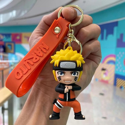 Tiny Tim Cute Anime Naruto Uzumaki Silicone 3D Keychain with Charm Hook Keyring Key Chain