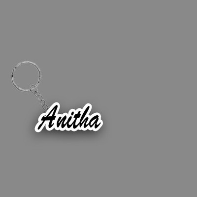 SY Gifts SYG Anitha Name Keychain White And Black Key Chain