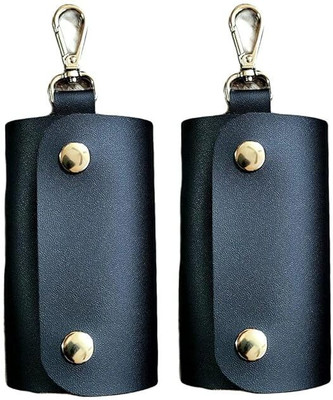 GIMNER 2pcs PU Leather Key Case Pouch Wallet Keychain Key Holder With 6 Key Hooks Key Chain