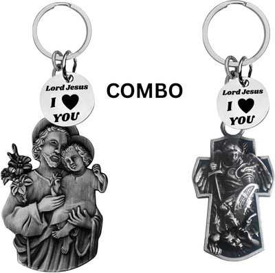 The Men Gift Lord Jesus Keychain Combo– Sacred Heart Religious Keyring Set ShivkeyCom637-652 Key Chain