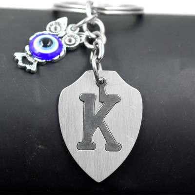 AFH Alphabet Initial Letter K Feng Shui Owl symbol Charm Keychain Luck, Prosperity Key Chain