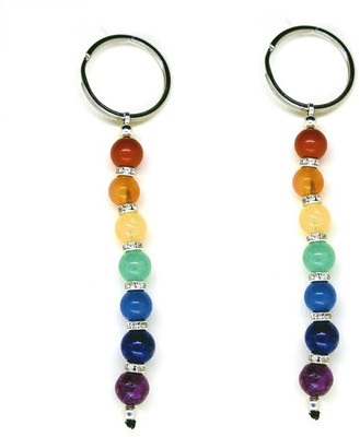 AIR9999 Set Of 2 Natural All Seven Chakra Crystals Lucky Charm Key Chain Key Ring Key Chain