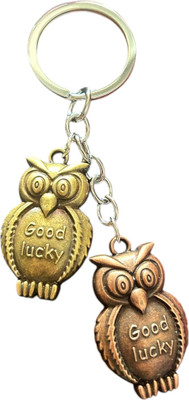 MOREL DOUBLE LAYER Owl Good Luck Metal Keychain for Home Car Bike Men (PACK OF 1) Key Chain